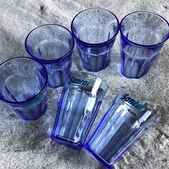 SET OF 6 SANTAL LOGO LIGHT BLUE MEDIUM CAPACITY  GLASSES - Picture 1 of 9